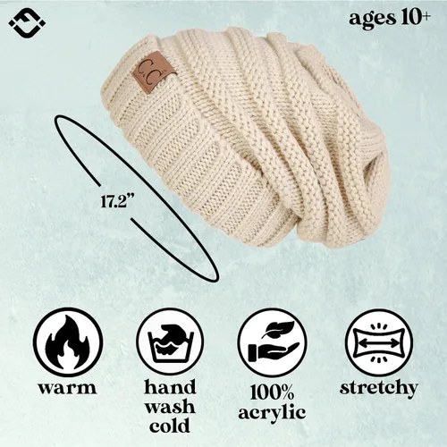 Miniatura 184 de Funky Junque Gorro de moda de punto trenzado de talla extragrande, grueso, abrigado, suave y holgado