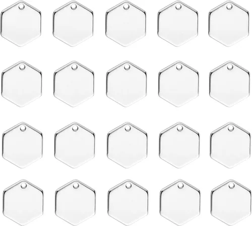 Miniatura 4 de NUORUI 20 colgantes de latón con etiqueta de estampado en blanco para hacer joyas (hexagonal dorado)