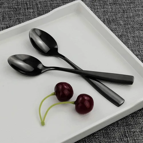 Miniatura 4 de Teyyvn Cucharas de té de acero inoxidable de 16 piezas, cuchara pequeña negra