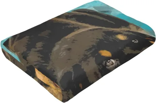 Miniatura 6 de Manta de franela de viaje, linda manta de diseño de animales perezosos de granja y cachorros Rottweiler para una mejor relajación, manta de aire