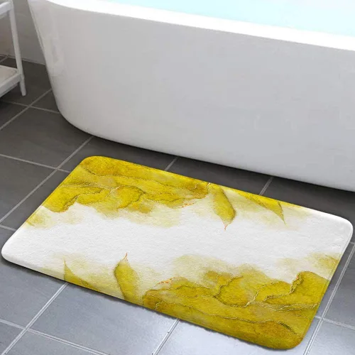 Miniatura 12 de Tapetes de baño de mármol verde y dorado para baño, de franela verde oliva esmeralda oscuro, tapete de baño para ducha, antideslizante, moderno