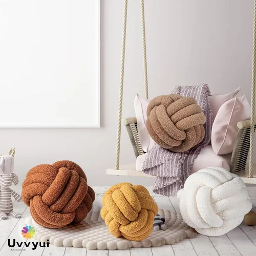 Miniatura 7 de Uvvyui Bola de Almohada con Nudo, Almohadas Decorativas Suaves para el Hogar, Almohada Redonda de Tiro, Almohada de Felpa Anudada Hecha a Mano