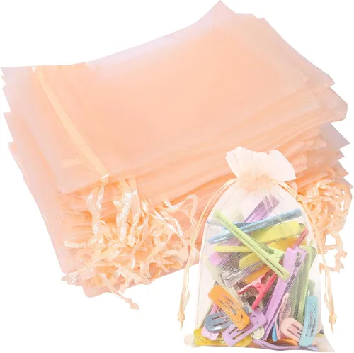 Miniatura 17 de Partyeah 50 bolsas de organza de 4 x 6 pulgadas, pequeñas bolsas de malla para joyas, bolsas con cordón para bolsas de regalo de organza de dulces