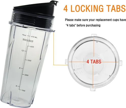 Miniatura 3 de Vasos de repuesto de 16 onzas para licuadora personal compacta Ninja QB3001SS, juego de tazas de 16 onzas para licuadora profesional Ninja BL770