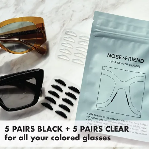 Miniatura 3 de NOSE FRIEND® 10 pares (negro y transparente), almohadillas de nariz de 0.047 pulgadas (0.047 in) de grosor para gafas, antideslizantes, puente