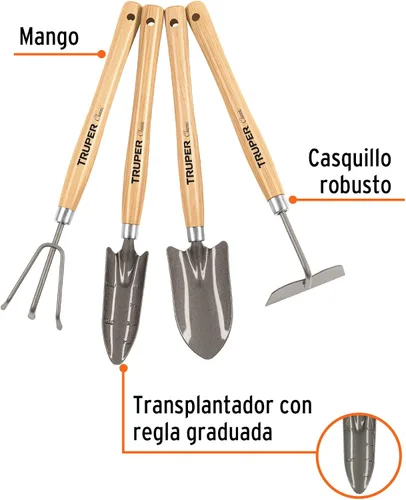 Miniatura 3 de TRUPER JJ-4L Juego de herramientas de jardinería de 4 piezas de 15