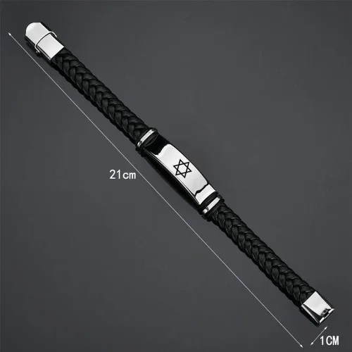 Miniatura 2 de ForeverWill Pulsera judía de estrella de David religiosa Jerusalén Mogen David Star Pulsera de cuero para mujeres y hombres, judaica, hebreo