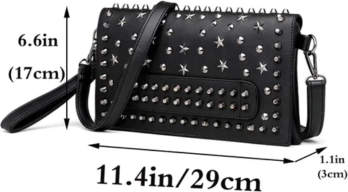Miniatura 2 de Bolso pequeño con remache punk para mujer, bolso de mano con asa superior