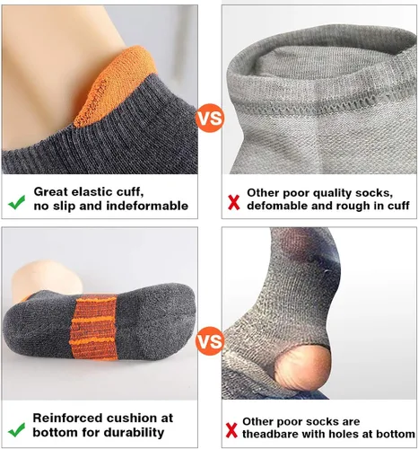 Miniatura 5 de JOYNÉE Mens Athletic Socks Low Cut Cushion Running Socks Breathable Comfort for Sports 6 Pack