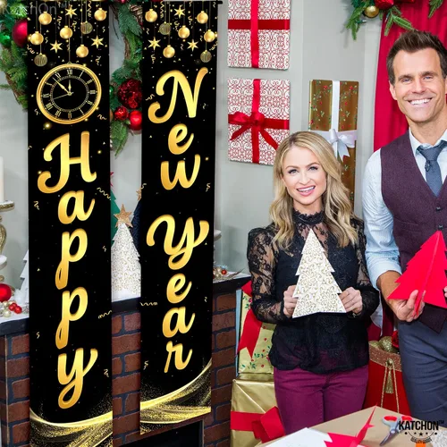 Miniatura 8 de KatchOn, Xtralarge - Cartel de feliz año nuevo – 72 x 12 pulgadas Cartel de puerta de feliz año nuevo para suministros de fiesta de Año Nuevo 2026