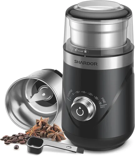 Shardor - Molinillo ajustable de grano de café eléctrico, para hierbas/especias, molinillo de espresso con 1 cuenco extraíble de acero inoxidable,