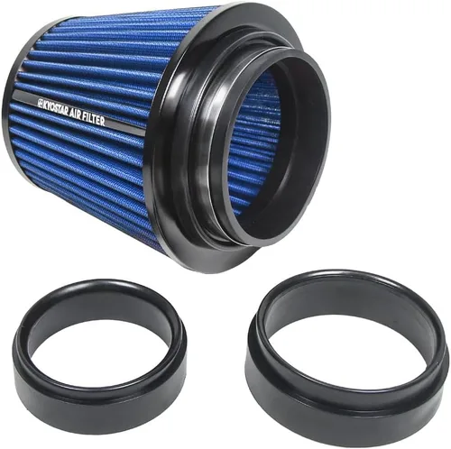 Miniatura 53 de KYOSTAR Filtro de aire universal de alto flujo de 3" (76 mm), entrada de aire frío de cono reutilizable, alto rendimiento, lavable, kit de aire seco