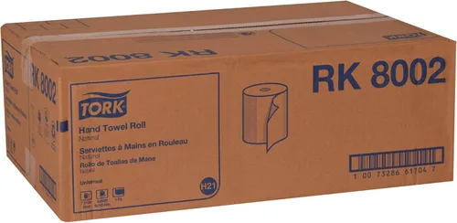 Miniatura 6 de Tork Rollo de toalla de mano de papel natural H21 100% fibra reciclada, ajuste universal, 6 rollos x 800 pies (RK8002)
