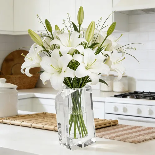Miniatura 4 de Jarrón de flores, jarrón de cristal moderno transparente de alta calidad, centro de mesa de aniversario, hecho para mesa, decoración del hogar, boda