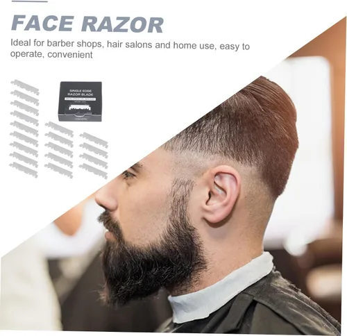 Miniatura 9 de Beavorty 300 piezas de cuchilla de afeitar cortador de cara cortador de barbería cuchillas recubiertas de platino afeitador para hombres viejo
