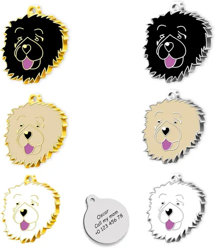 Chow Chow 24K Gold Plated - Silver Plated Dog Personalized Dog Tag - Chow Chow Name Tag - Customized Pet Tags - Dog Name id Tag for Dog- Engraved