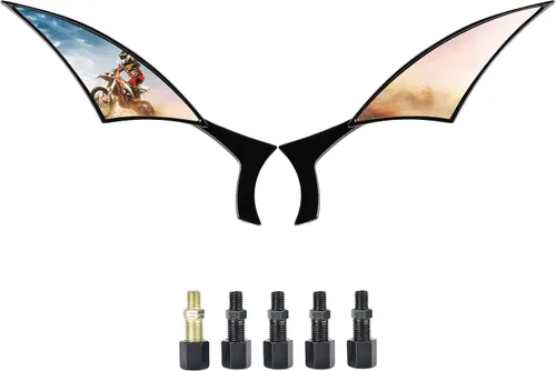 Nifeida Espejos Laterales Negros en Forma de Hoja para Motocicleta, Espejos Laterales Convexos para Motocicleta Compatibles con Harley Cruiser