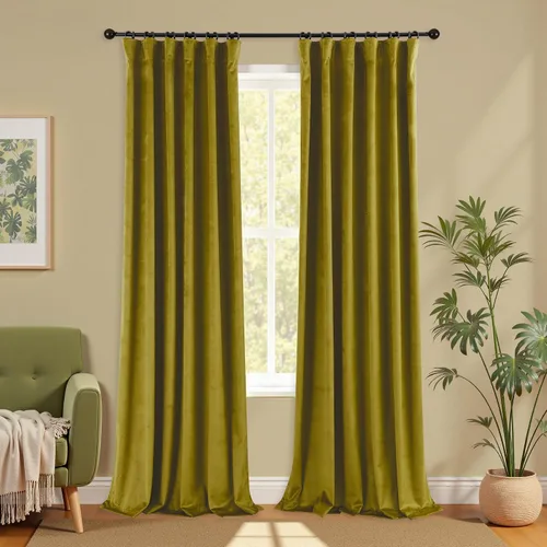 Miniatura 29 de Cortinas de terciopelo con trabilla trasera de 52 x 63 pulgadas de color naranja quemado de KOUFALL