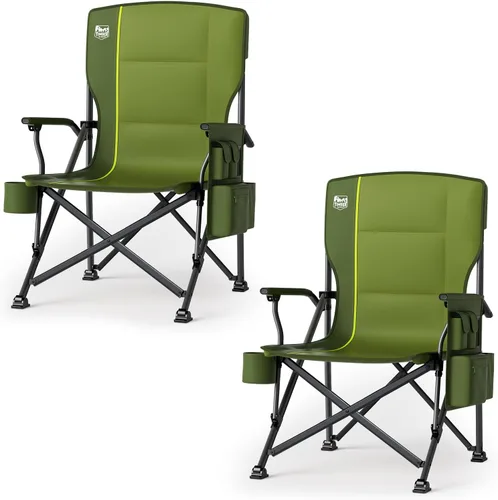 Miniatura 13 de TIMBER RIDGE Silla de Campamento Plegable de Gran Tamaño con Respaldo Alto, Resistente para Adultos, Soporta hasta 500 libras con Portavasos, Bolsa