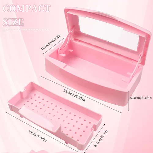 Miniatura 4 de Caja esterilizadora de herramientas de uñas, bandeja de esterilización de plástico, caja de esterilización de plástico organizador de almacenamiento