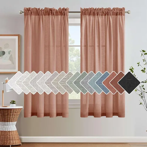 Miniatura 18 de H.VERSAILTEX Cortinas de Lino con Textura Filtradoras de Luz para Tratamiento de Ventanas de Sala de Estar, Cortinas Naturales Duraderas