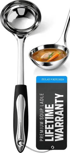 Miniatura 12 de Zulay Kitchen Cuchara Ranurada de Acero Inoxidable - 14.5” Gran Cuchara de Freír y Escumador para Drenar y Servir - Utensilio de Cocina Resistente
