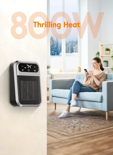 Miniatura 3 de GiveBest Pequeño calentador enchufable, calentador de baño con pantalla digital para uso en interiores, mini calentador eléctrico portátil
