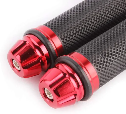 Miniatura 4 de Motorcycle 7/8" CNC Hand Grips Aluminum Rubber Gel Handlebar for Sport Bike(Red)