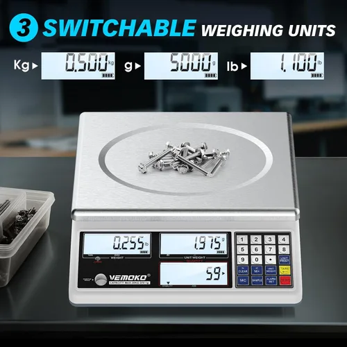 Miniatura 2 de Báscula de conteo industrial para piezas pequeñas, báscula digital de gramos de 66.1 lbs/66 libras con precisión de 0.04 oz, báscula electrónica