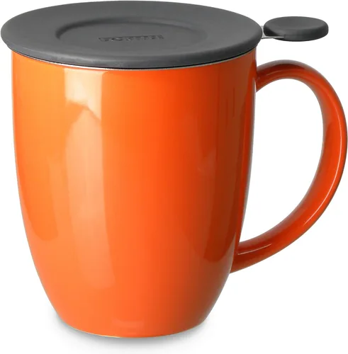 Miniatura 3 de FORLIFE Uni Brew-in-Mug con infusor de té y tapa, 16 onzas, color rojo