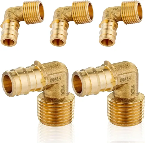 Codo NPT macho de 1/2 x 1/2 pulgadas, accesorios de expansión PEX-A, para accesorios de manguera de tubería PEX, ASTM F1960 (PEX1960097)