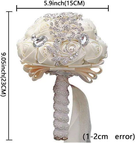Miniatura 6 de Ramo de broche para novia pequeña, ramo de boda, ramo de rosas de satén para niña, hecho a medida, ramo floral de boda, arreglo de centro de mesa