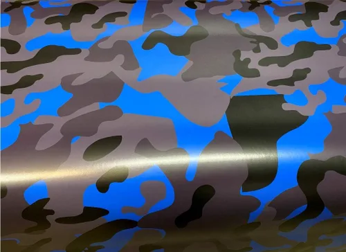 Miniatura 2 de Lámina de vinilo de camuflaje azul negro y gris para automóvil + cortador y escobilla de goma gratis (excepto el tamaño de muestra)