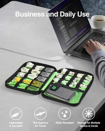 Miniatura 7 de Luxtude Estuche organizador de artículos electrónicos, bolsa organizadora de cables, organizador de cables portátil, estuche de viaje para Rojo
