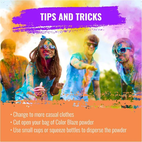 Miniatura 5 de Color Blaze Color Run Powder – 5 libras de cada color – Rosa, azul, verde, amarillo – Polvo de color no tóxico, lavable – Paquete de 4 bolsas – 20