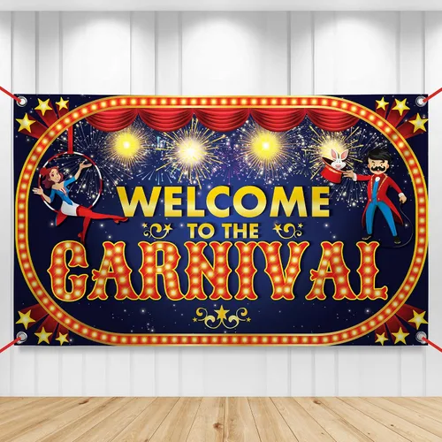 KatchOn, Cartel de bienvenida al carnaval - Xtragrande, 72 x 44 pulgadas, juegos de carnaval, telón de fondo de carnaval para fiesta de cumpleaños,