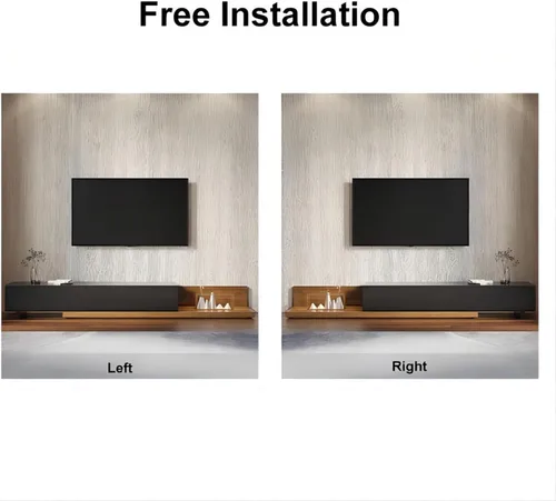 Miniatura 5 de homary Soporte extensible de madera para TV, centro de entretenimiento rectangular, consola multimedia con 3 cajones (negro y nogal)