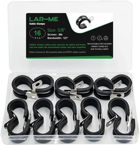 Miniatura 6 de 16 abrazaderas de cable de acero inoxidable de 5/8 pulgadas, abrazaderas de goma, herramientas de abrazadera, clips de cable para instalación