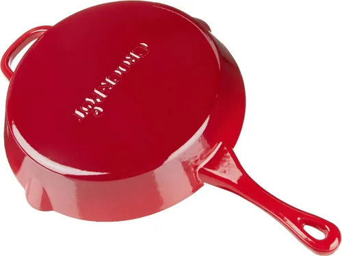 Miniatura 4 de Crock Pot Artisan - Sartén redonda de hierro fundido esmaltado, 12 pulgadas, rojo escarlata
