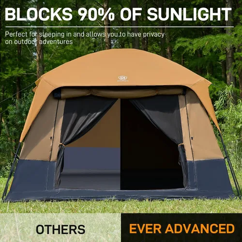 Miniatura 2 de EVER ADVANCED Tienda de campaña con diseño blackout para 10 personas, tienda de múltiples habitaciones para la familia, tiendas grandes con Naranja