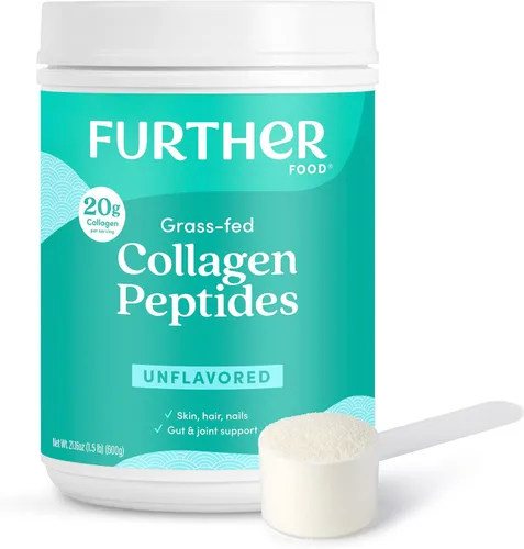 Miniatura 10 de Further Food Péptidos de colágeno en polvo de chocolate, proteína hidrolizada tipo 1 y 3 de pasto y pastura, salud intestinal + articulaciones