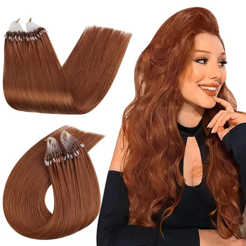 Miniatura 12 de Ugeat - Extensiones de cabello humano con microanillo, 14 pulgadas, extensiones de cabello Remy con microcuentas de 1 gm/hebra, 50 gms, extensiones