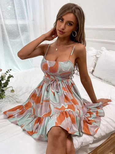 Miniatura 5 de Floerns Vestido corto sin mangas con nudo en la espalda para mujer