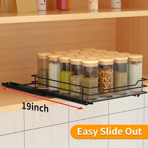 Miniatura 5 de BOIVSHI Organizador de especias extraíble para gabinete, organizador de especias deslizante resistente para armarios de cocina y despensa, se adapta
