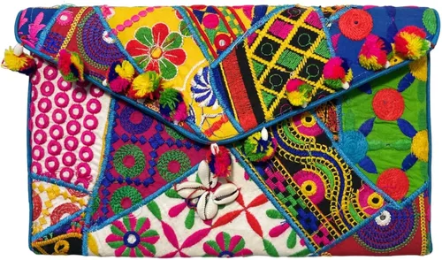 Parches bordados indios para mujer, para fiesta de noche, para trabajo, hombro y correa cruzada, cierre magnético, Varios colores