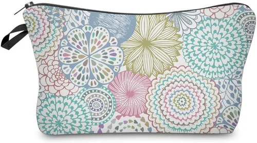 Miniatura 19 de Deanfun - Bolsa de maquillaje impermeable con diseño de mandala y flores, impermeable, espaciosa, cosmetiquera, bolsa de viaje ideal como regalo