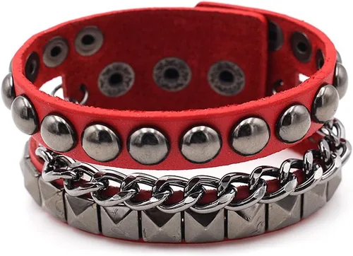 Miniatura 7 de TURTLEDOVE Pulsera de cuero punk - Pulsera de cuero gótico rock con cadena para fiesta