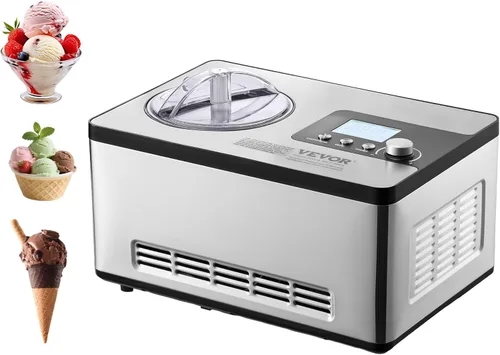 VEVOR Fabricante de helados automática con compresor integrado, 2 cuartos de galón, máquina de yogur de frutas sin precongelación, fabricante de