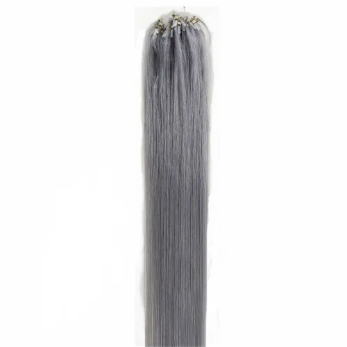 Miniatura 2 de Extensiones de cabello humano Remy, cuentas de micro anillo, punta de bucle, 100S AAAAAA (16 pulgadas, 0.01 oz/s, 10 marrón ceniza)