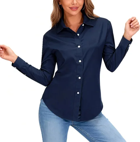 Miniatura 10 de Jandukar Camisas de manga larga con botones para mujer, camisas de traje para mujer